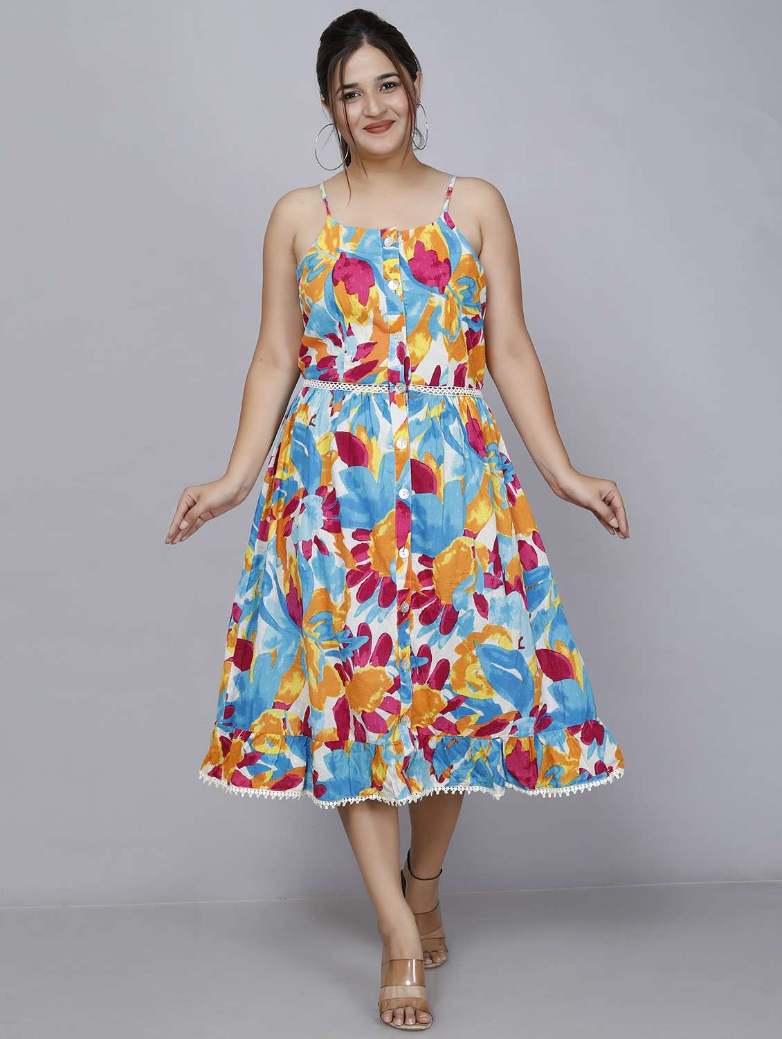 women off white cotton a-line dress - 21393771 - Standard Image - 1
