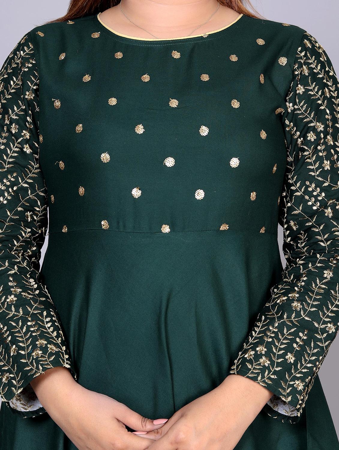 women bottle green a-line ethnic dress - 21393781 - Standard Image - 4
