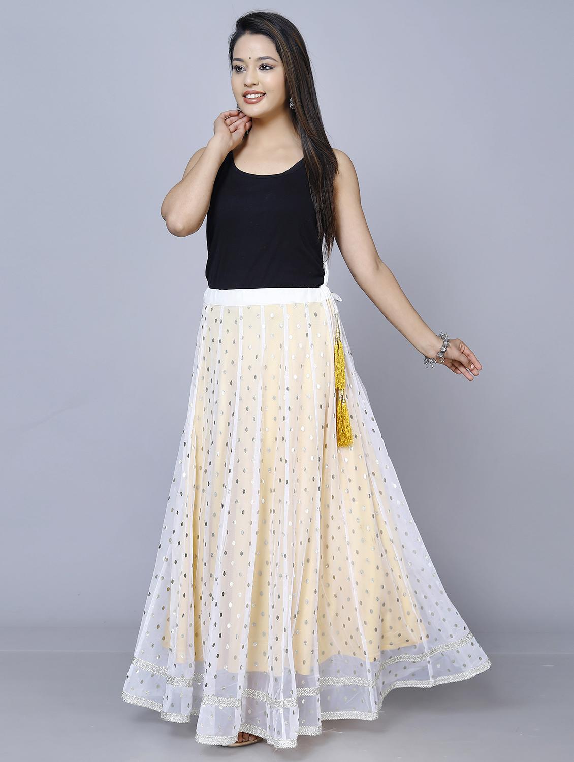 women yellow viscose flared skirt - 21393848 - Standard Image - 1