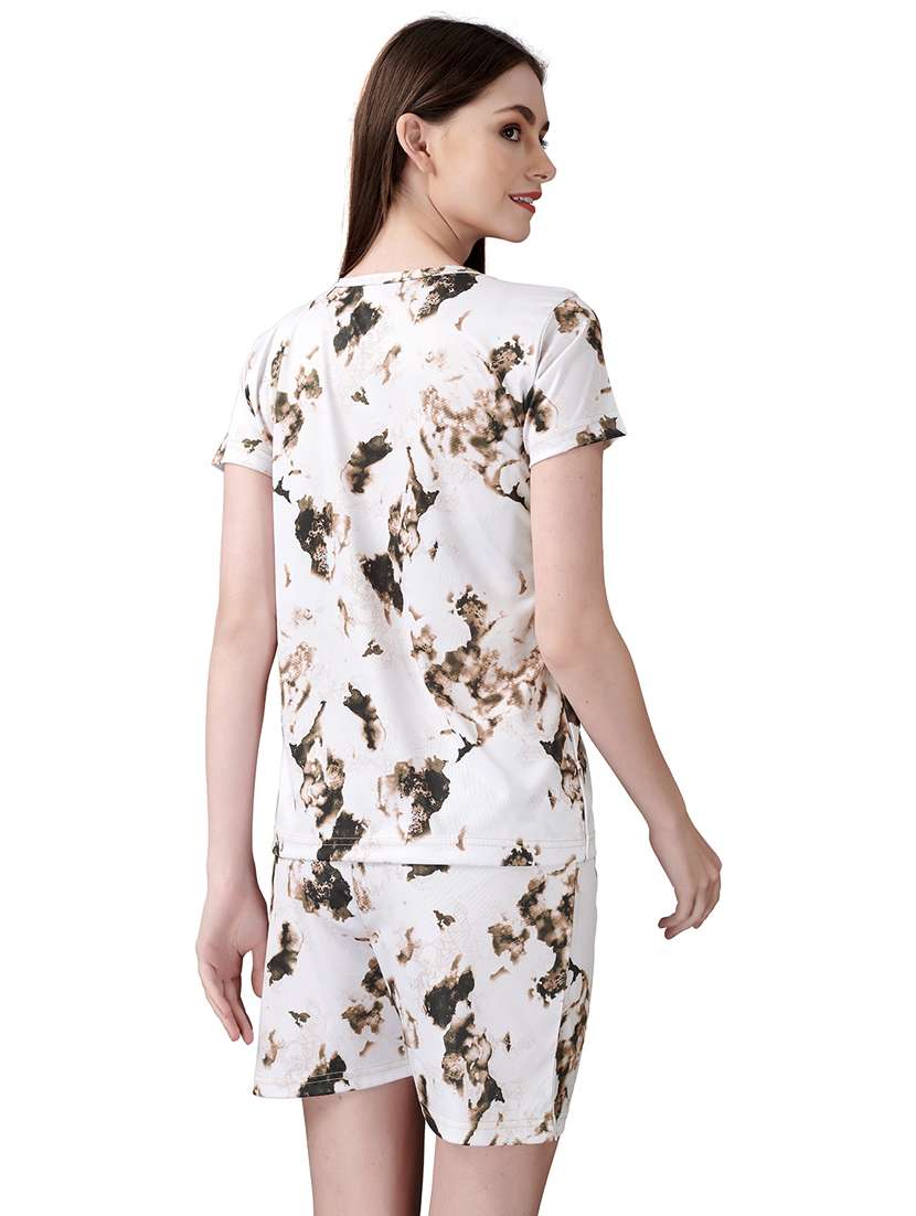 women white polyester shorts set - 21394205 -  Standard Image - 1