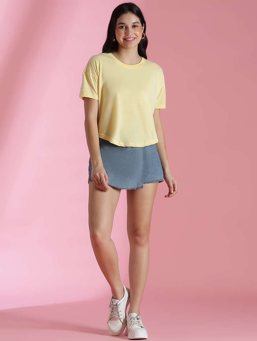 women blue denim skorts - 21394907 - Standard Image - 4