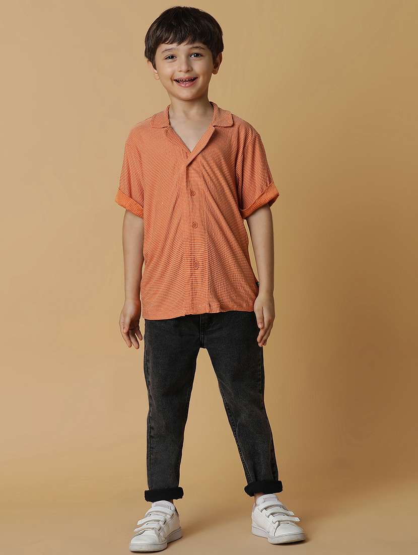 boys orange cotton shirt - 21395163 -  Standard Image - 4