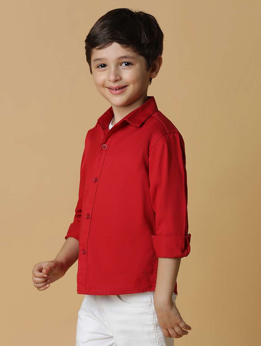 boys red cotton shirt - 21395168 - Standard Image - 1