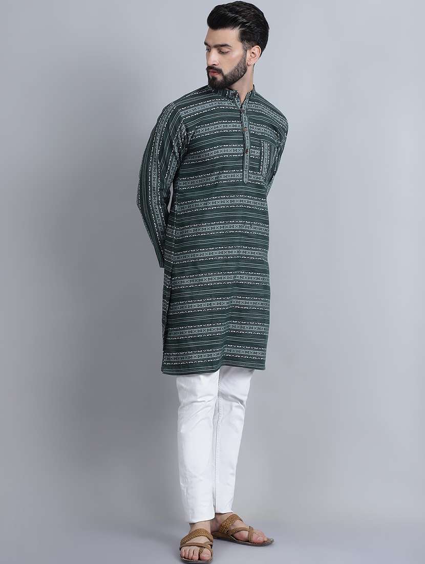 men mandarin neck printed long kurta - 21395189 -  Standard Image - 1