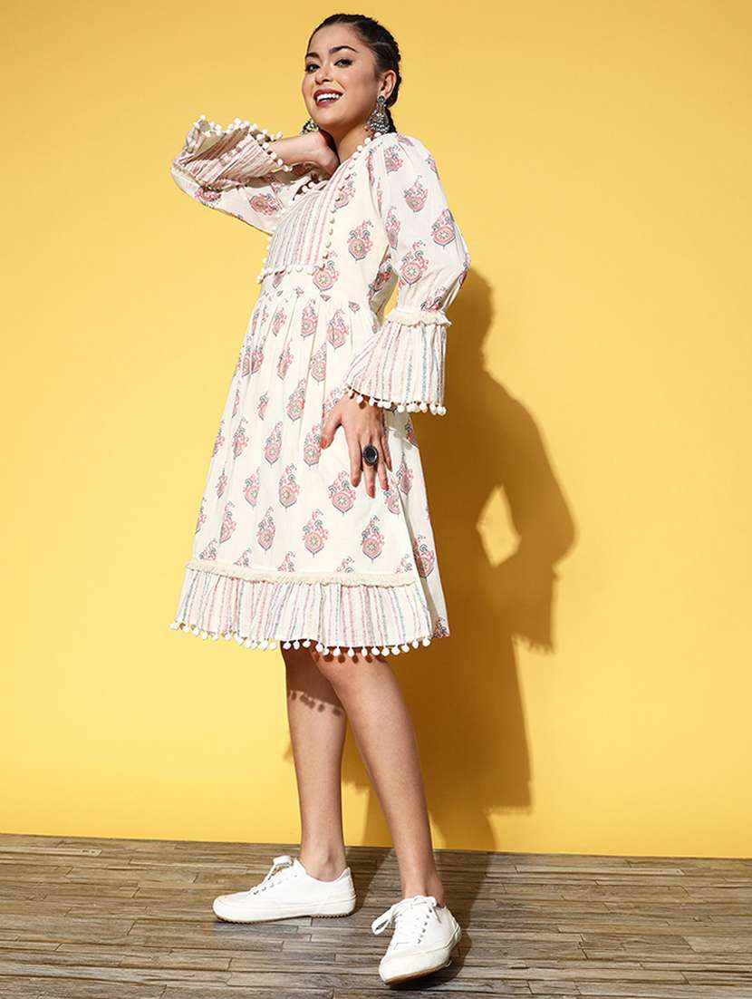 women white cotton a-line dress - 21395247 - Standard Image - 1