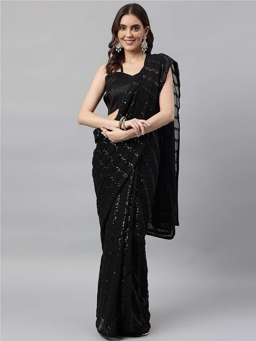 women sequined work saree with blouse
