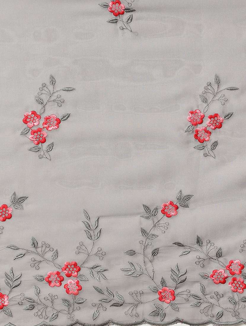 women grey embroidered saree with blouse - 21395278 -  Standard Image - 4