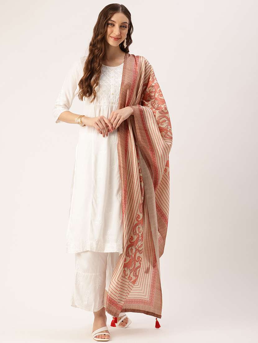 women beige printed dupatta - 21395414 -  Standard Image - 1