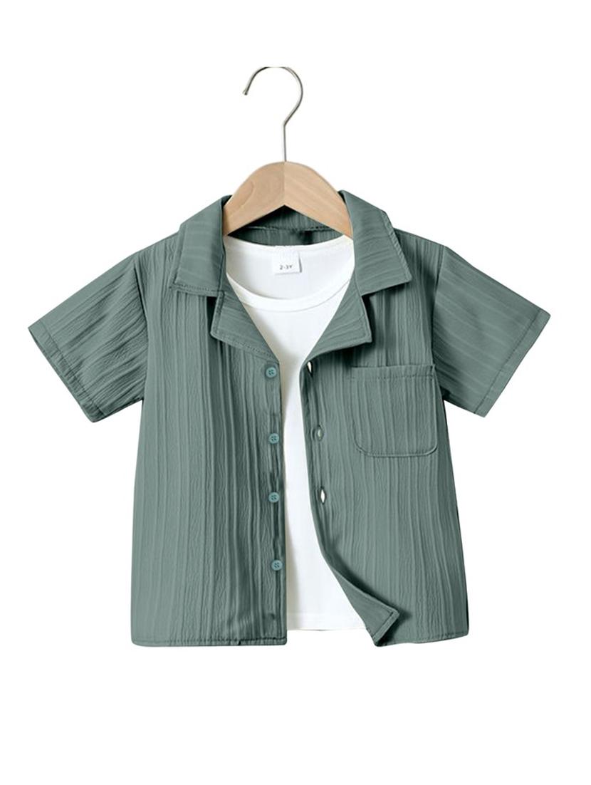 kids green cotton lycra shorts set - 21395491 - Standard Image - 1