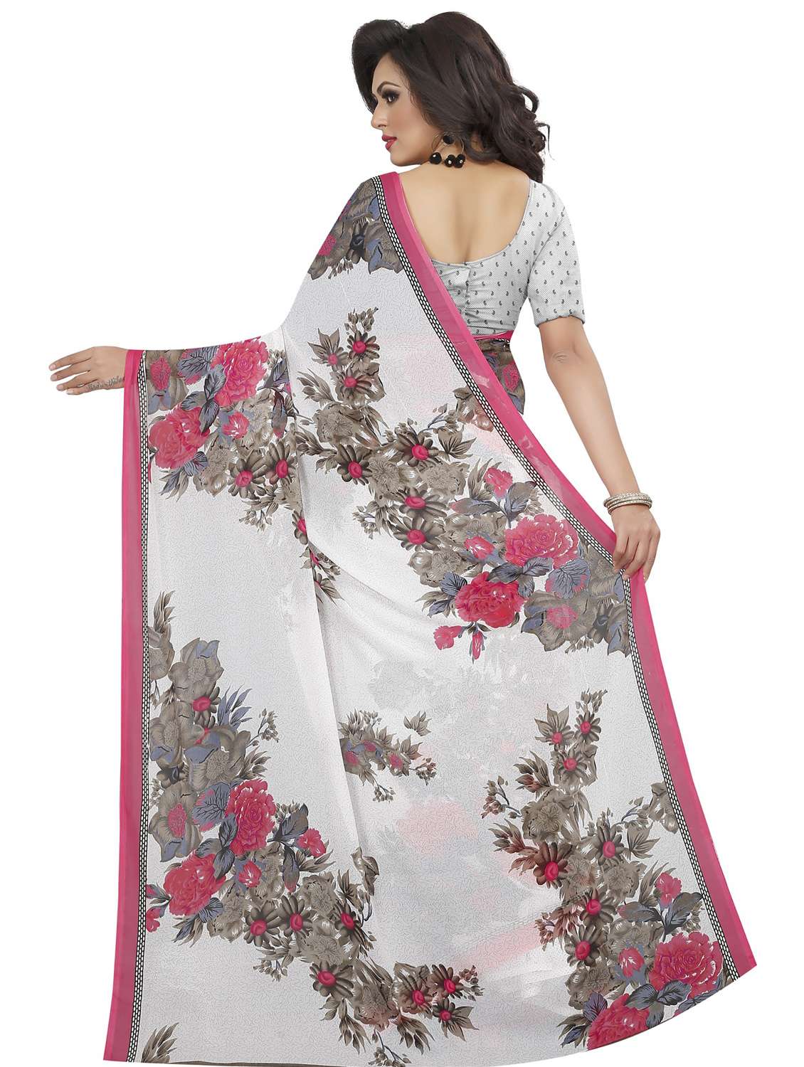 women printed casual wear saree with blouse - 21395615 -  Standard Image - 1