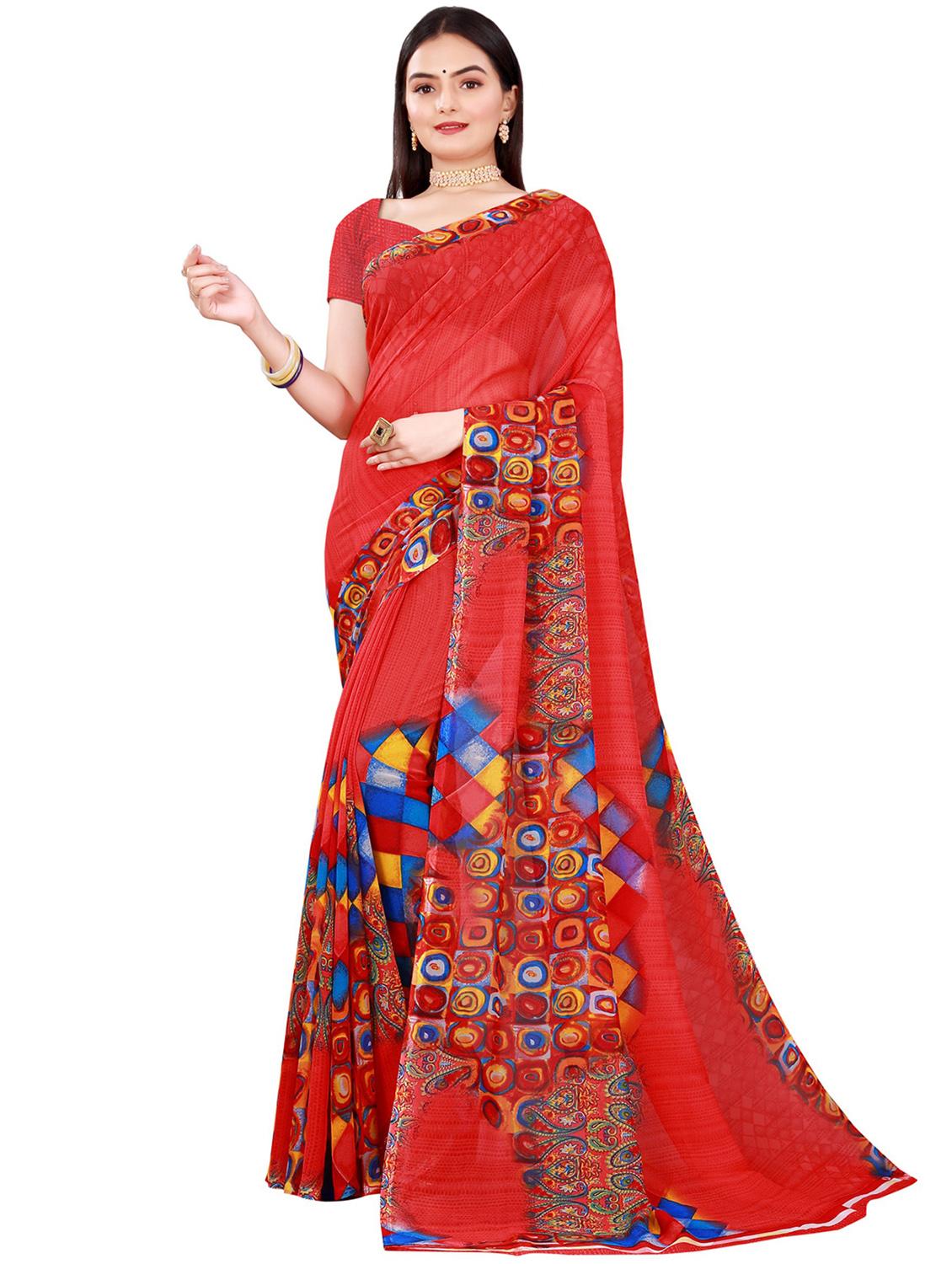 pack of 2 printed casual wear saree with blouse - 21395795 -  Standard Image - 1