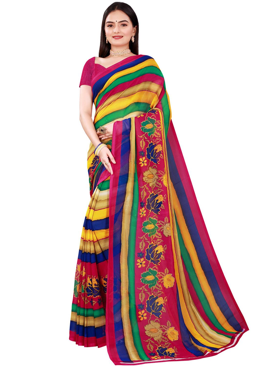 pack of 2 printed casual wear saree with blouse - 21395804 - Standard Image - 1