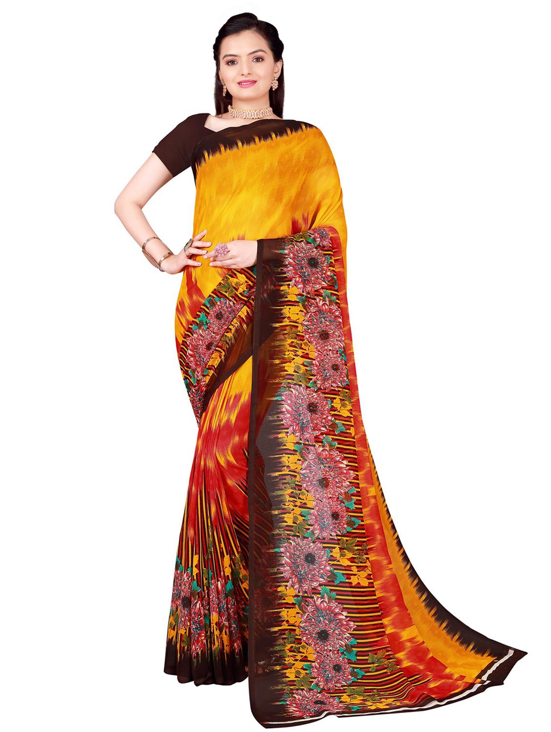 pack of 2 printed casual wear sarees with blouse - 21395872 - Standard Image - 4