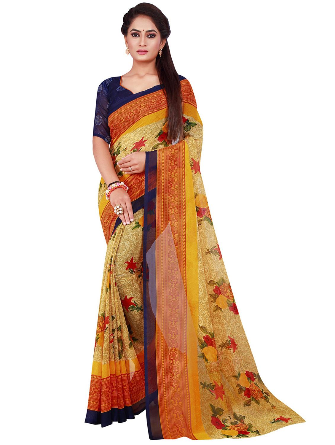 pack of 2 printed casual wear sarees with blouse - 21395876 -  Standard Image - 1