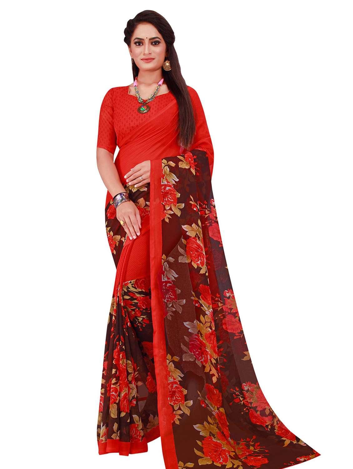 pack of 2 printed casual wear saree with blouse - 21395887 -  Standard Image - 1