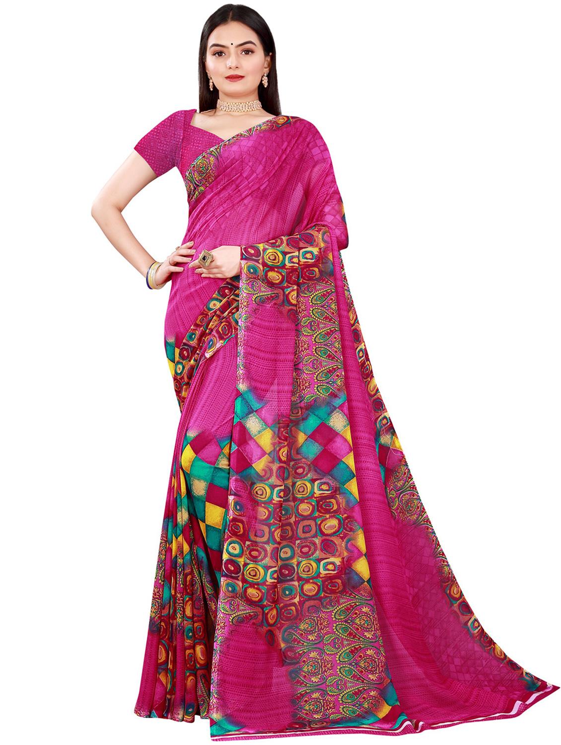 pack of 2 printed casual wear sarees with blouse - 21395896 - Standard Image - 1