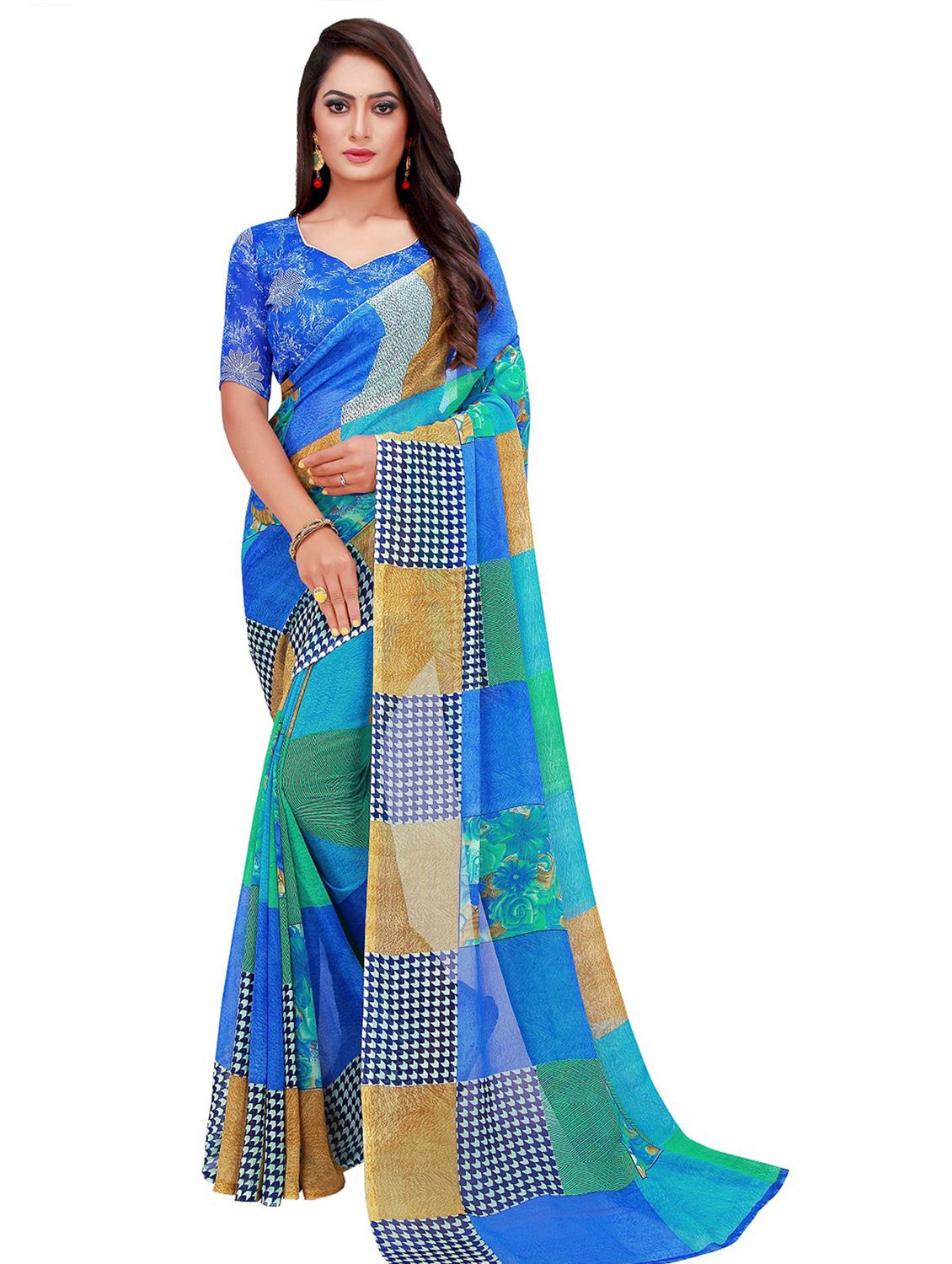 pack of 2 printed casual wear sarees with blouse - 21395901 -  Standard Image - 1