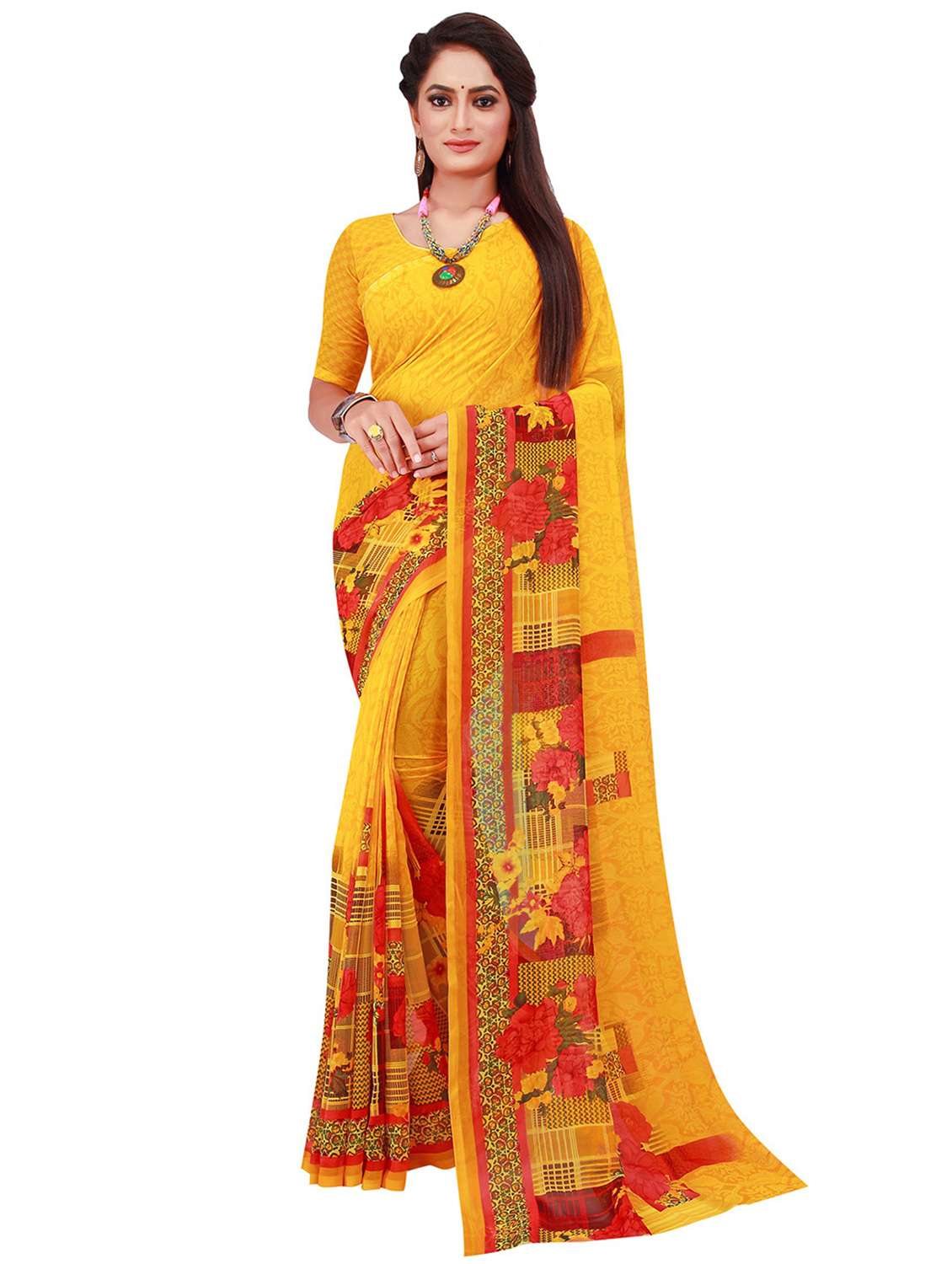 pack of 2 printed casual wear saree with blouse - 21395932 - Standard Image - 1