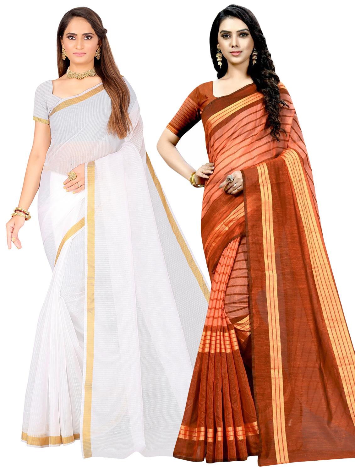 pack of 2 casual wear saree with blouse - 21396024 - Zoom Image - 0