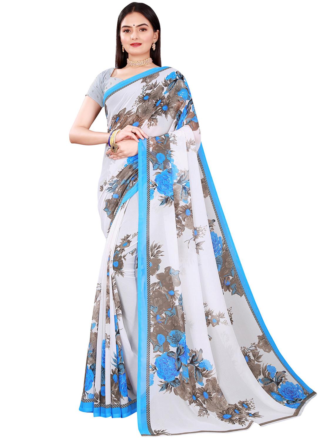 pack of 2 printed casual wear sarees with blouse - 21396059 -  Standard Image - 1