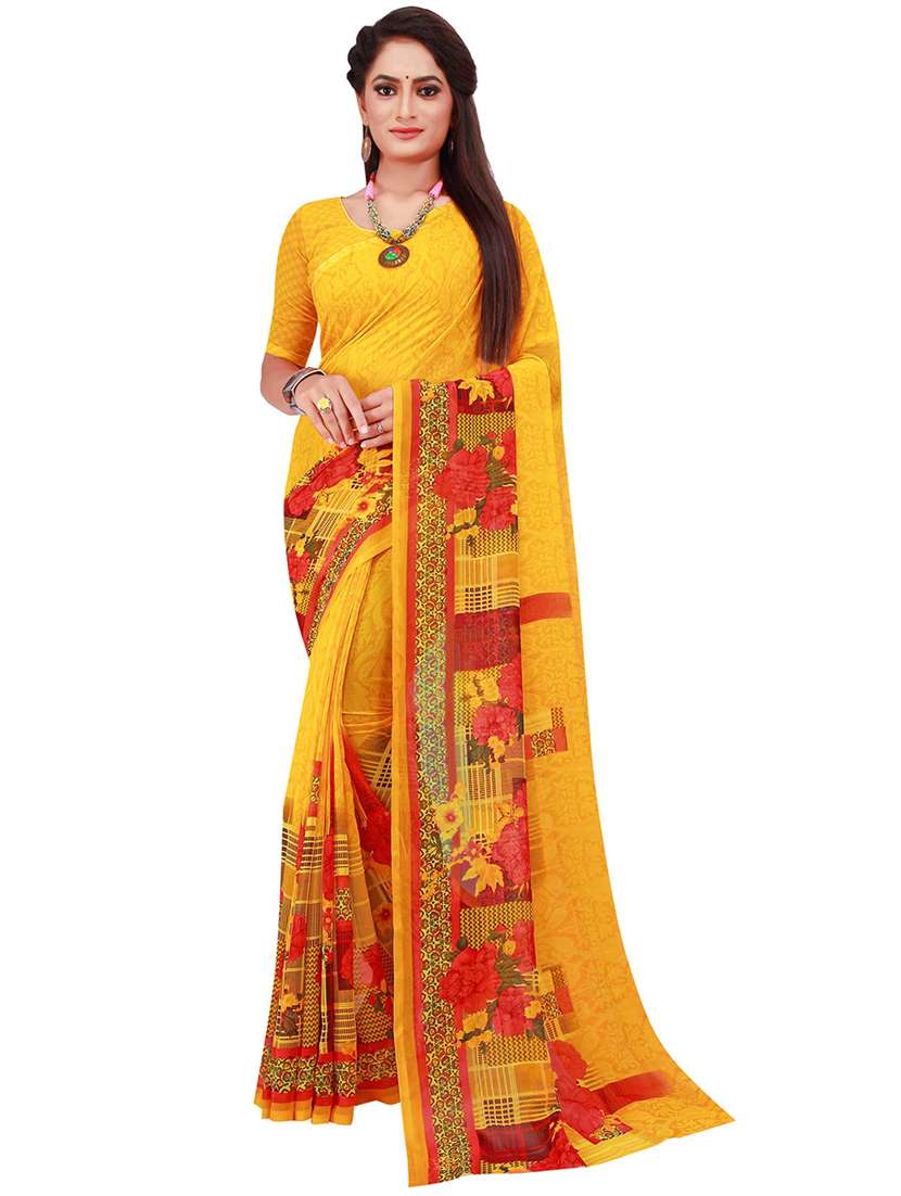 pack of 2 printed casual wear sarees with blouse - 21396417 -  Standard Image - 1