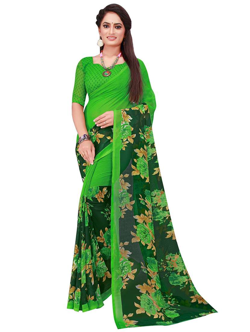 women printed casual saree with blouse