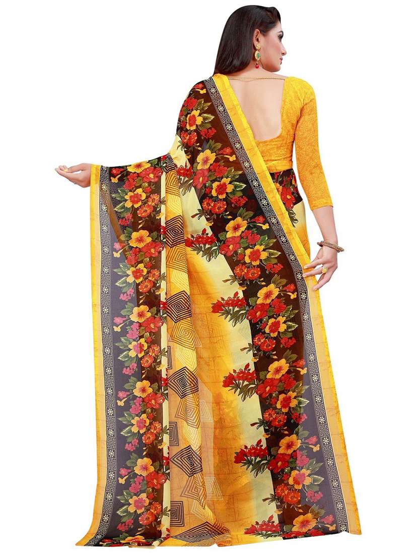 women floral printed georgette saree with blouse - 21396591 -  Standard Image - 1
