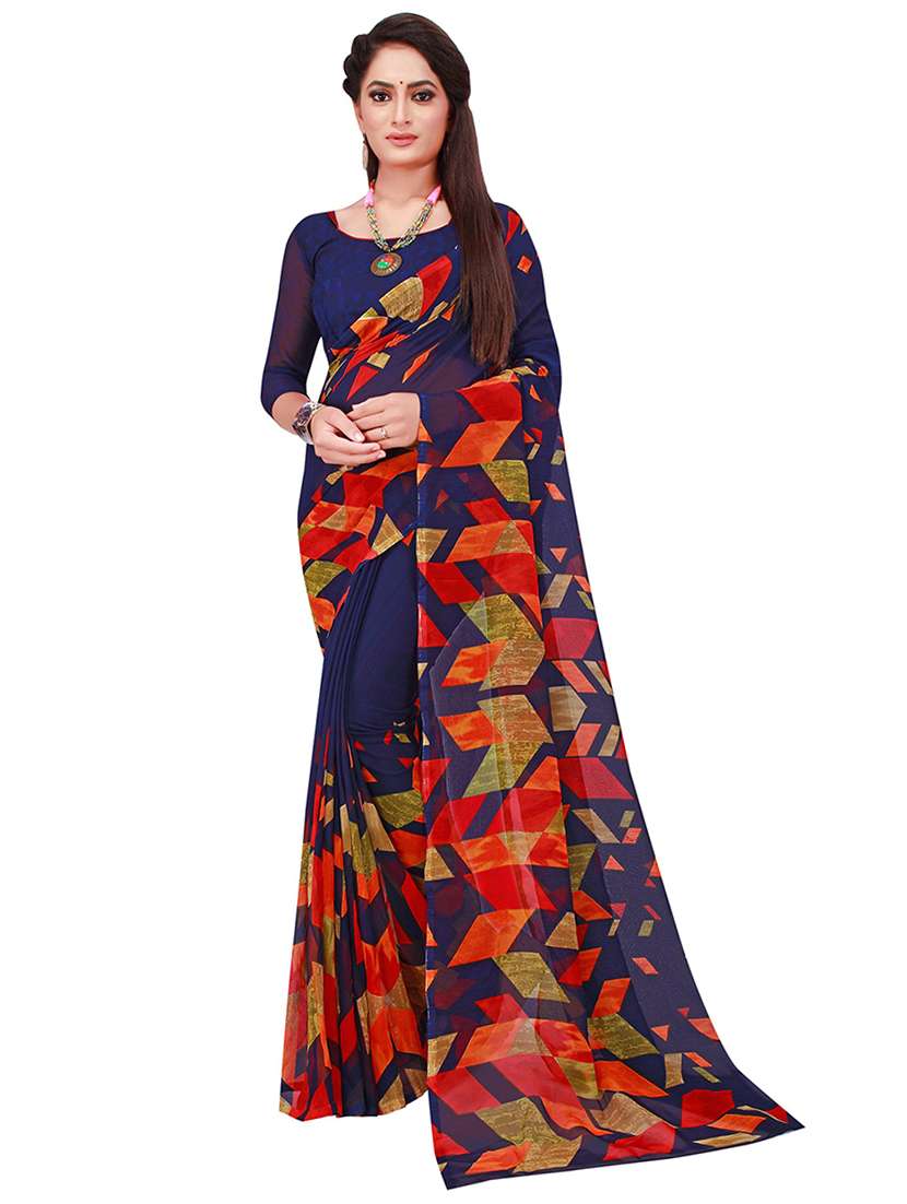 pack of 2 printed saree with blouse - 21396883 - Standard Image - 1