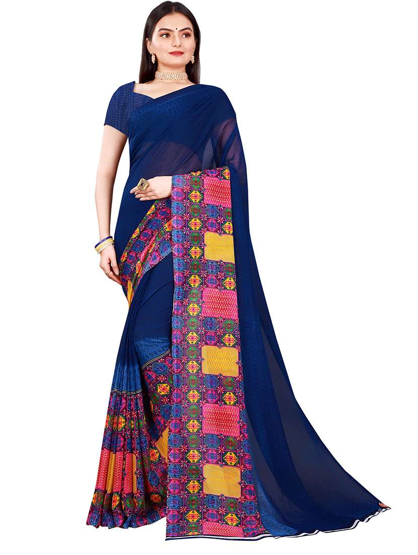 pack of 2 printed saree with blouse - 21397021 - Standard Image - 1