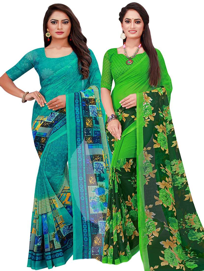 pack of 2 printed saree with blouse
