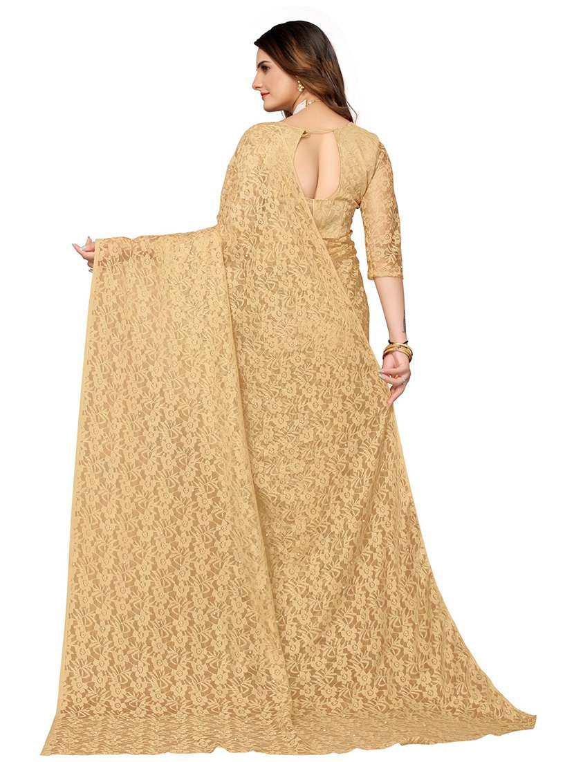 women beige embellished net saree with blouse - 21397299 -  Standard Image - 1