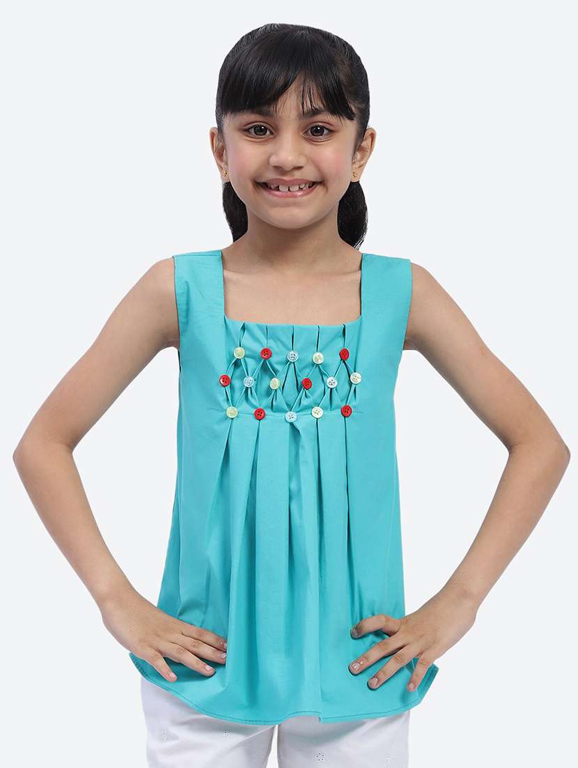 girls light blue cotton top - 21397324 -  Zoom Image - 0
