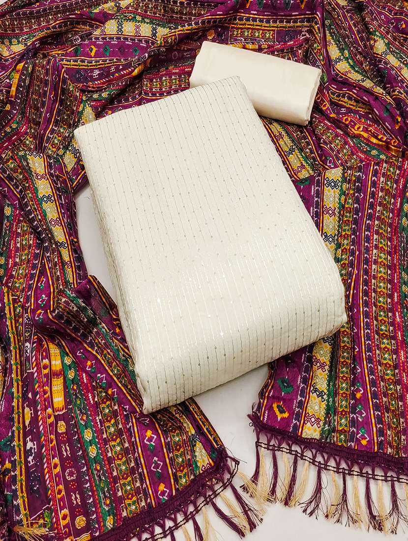 women embroidered unstitched suit set