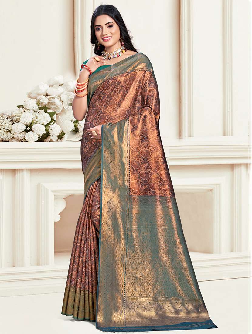 women self design banarasi saree with blouse