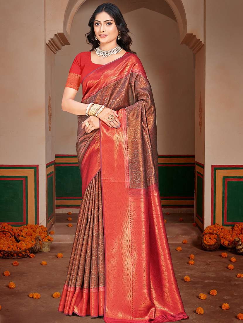 women self design banarasi saree with blouse