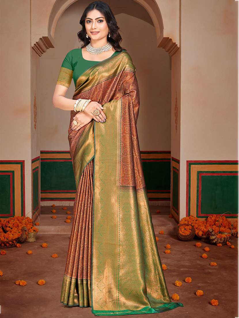 women self design banarasi saree with blouse