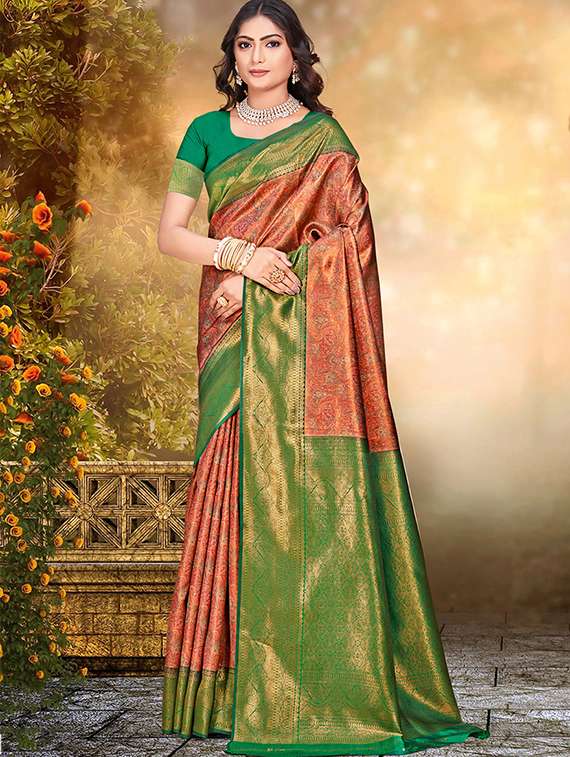 women self design banarasi saree with blouse