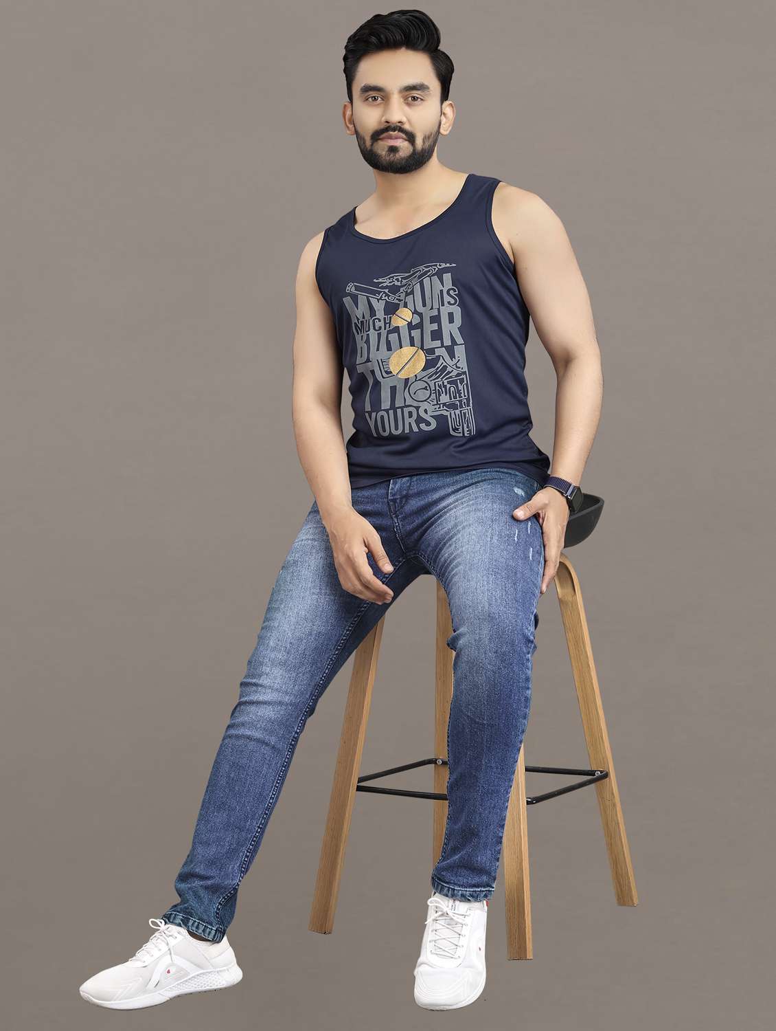 men's typography printed vest - 21397458 -  Standard Image - 4