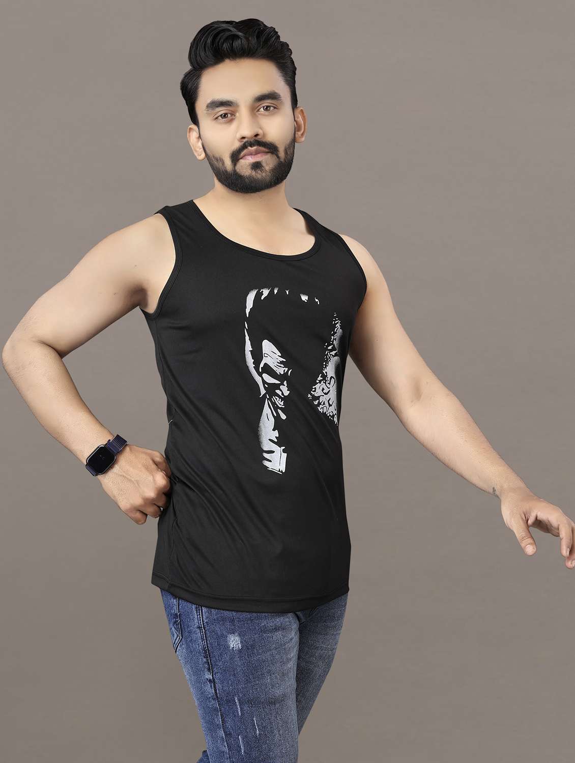 men's typography printed vest - 21397463 -  Standard Image - 1