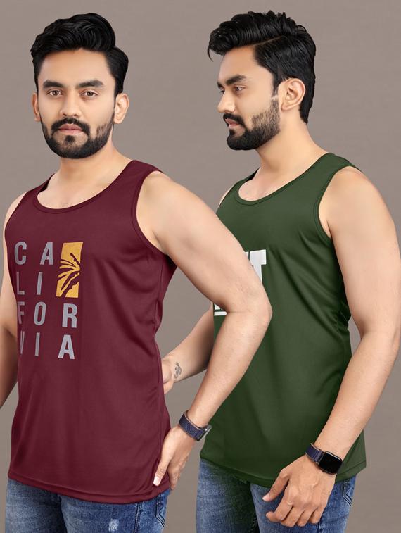 men's pack of 2 printed vest - 21397465 - Standard Image - 1