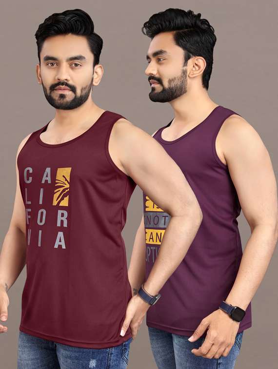 men's pack of 2 printed vest - 21397468 -  Standard Image - 1