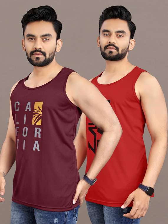 men's pack of 2 printed vest - 21397469 -  Standard Image - 1
