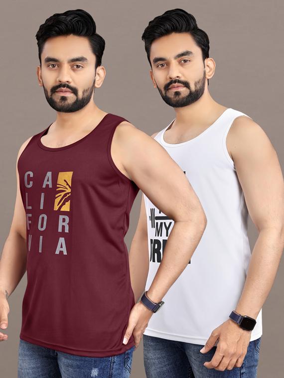 men's pack of 2 printed vest - 21397471 -  Standard Image - 1