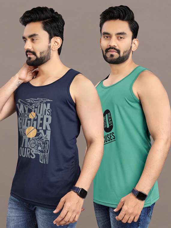 men's pack of 2 printed vest - 21397473 -  Standard Image - 1