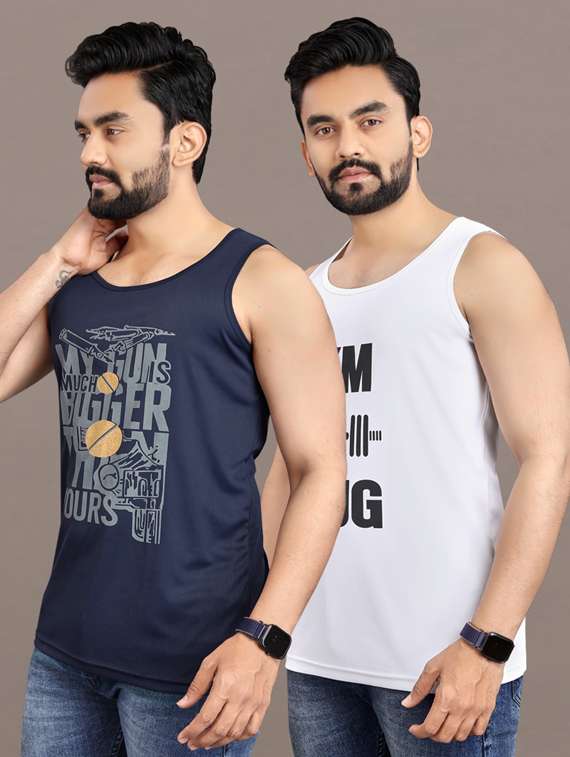men's pack of 2 printed vest - 21397477 -  Standard Image - 1