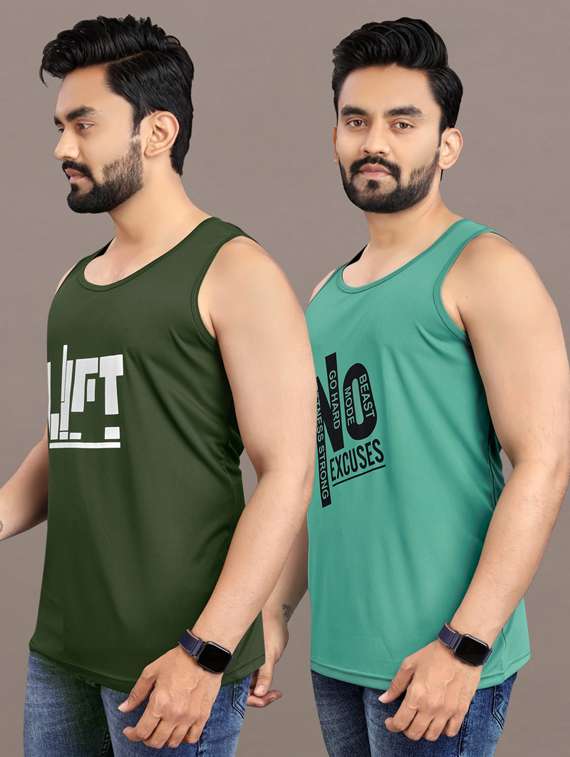 men's pack of 2 printed vest - 21397478 -  Standard Image - 1