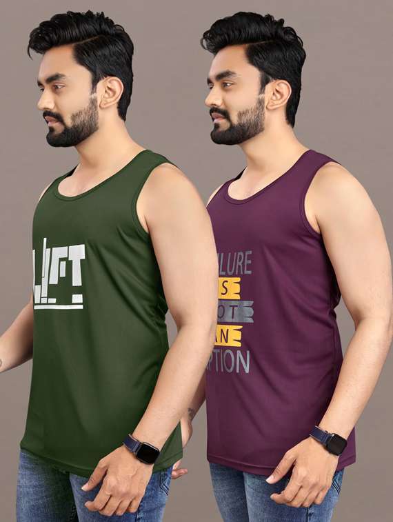 men's pack of 2 printed vest - 21397479 -  Standard Image - 1