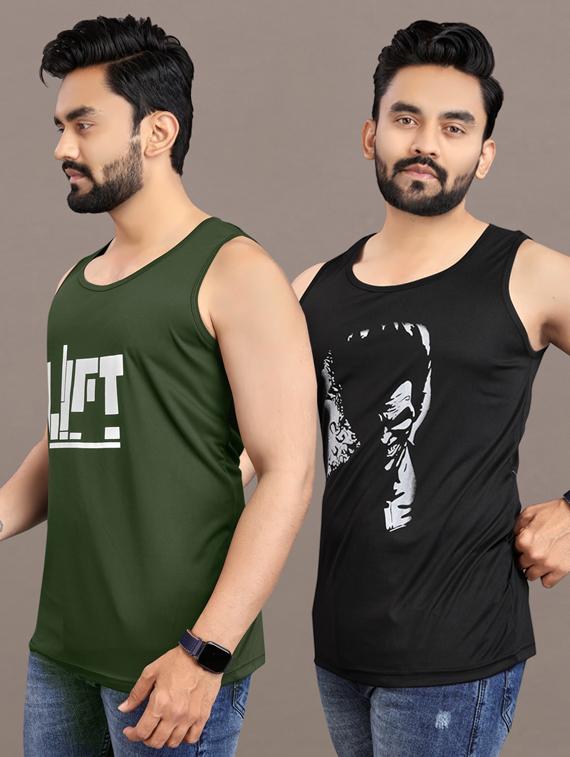 men's pack of 2 printed vest - 21397481 -  Standard Image - 1
