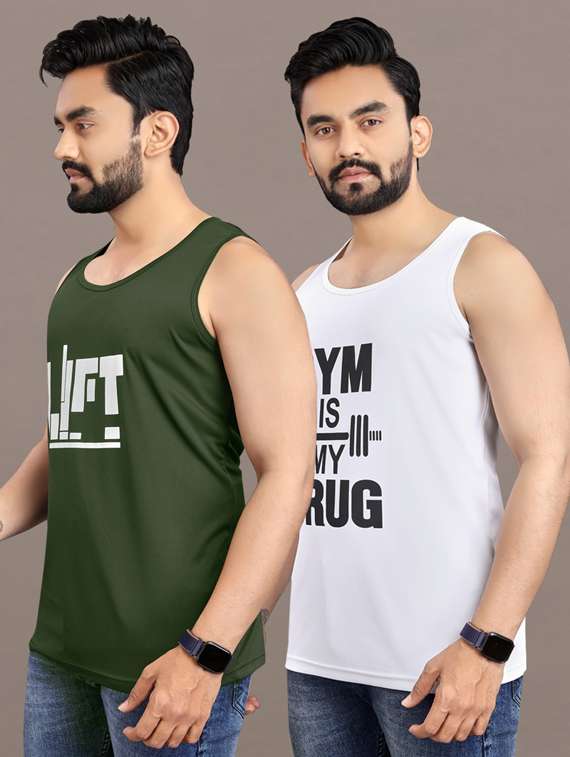 men's pack of 2 printed vest - 21397482 -  Standard Image - 1