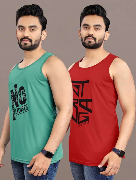 men's pack of 2 printed vest - 21397484 -  Standard Image - 1